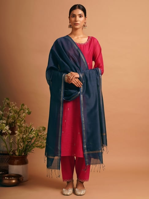 Jaypore Women Navy Blue Dupatta-picture-28