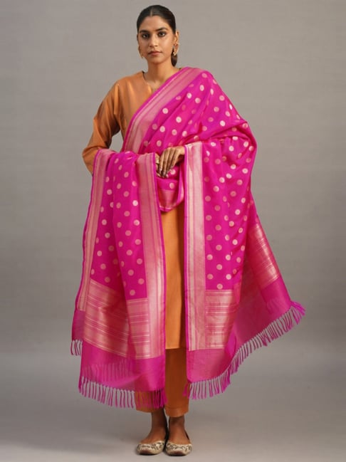 Jaypore Women Pink Printed Dupatta-picture-11