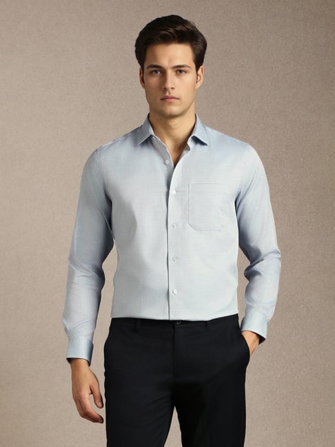 Louis Philippe Blue Cotton Regular Fit Printed Shirt-picture-34