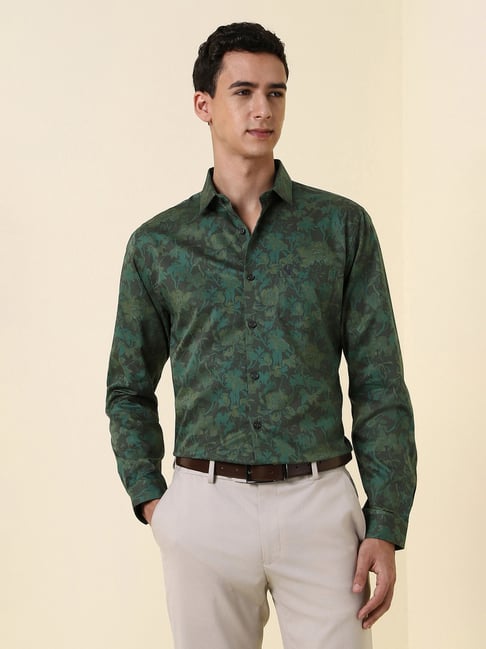 Allen Solly Green Cotton Slim Fit Printed Shirt-picture-39