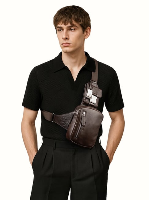 Hidesign Dark Brown IVY ANDOVER 01 Small Leather Cross Body Bag