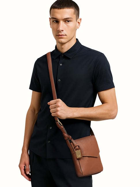 Hidesign Tan IVY TOWER 02 Small Leather Cross Body Bag-picture-16