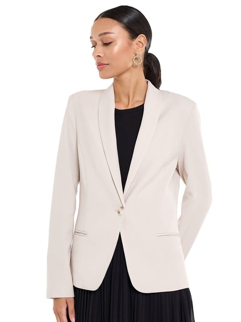 BCBG Beige Regular Fit Blazer