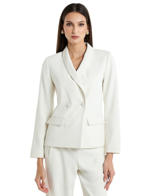 BCBG White Regular Fit Blazer