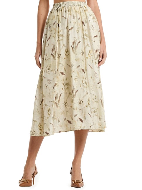 BCBG Beige Regular Fit Printed Skirt