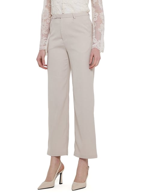 BCBG Beige Straight Fit Trousers
