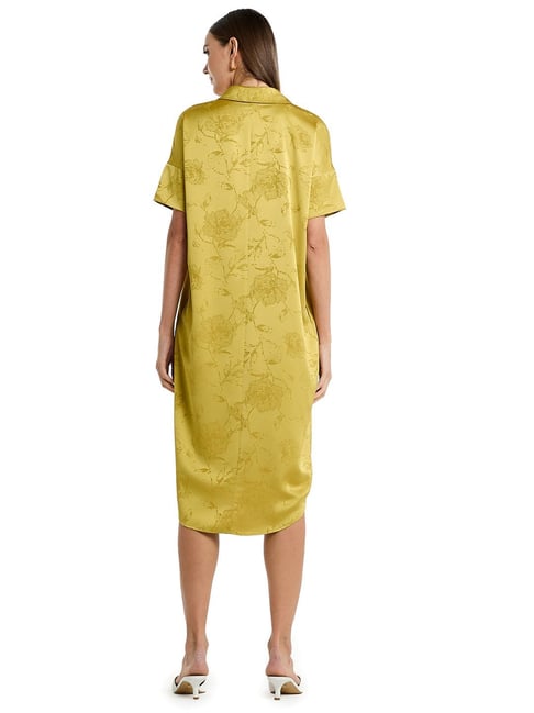BCBG Yellow Regular Fit Self Pattern Dress