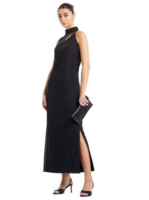 long sleeve black and white wedding dress Solid Structured Gown – BCBGMAXAZRIA main image 1