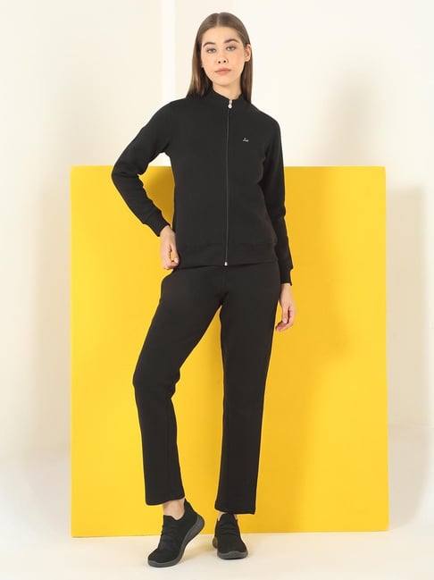 Sweet Dreams Black Regular Fit Long Sleeves Solid Tracksuit