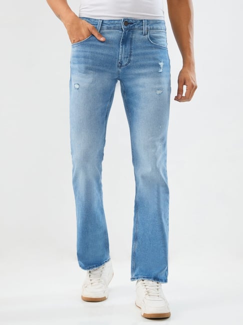 Spykar Light Blue Solid Mid Rise Jeans
