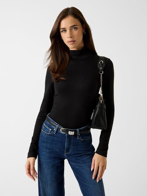 Guess Women White Solid High Neck Top-picture-10