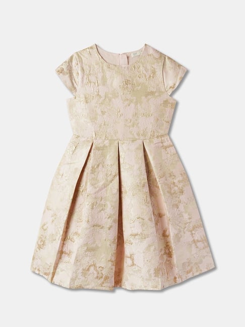 R&B Kids Light Pink Printed Regular Fit Dress