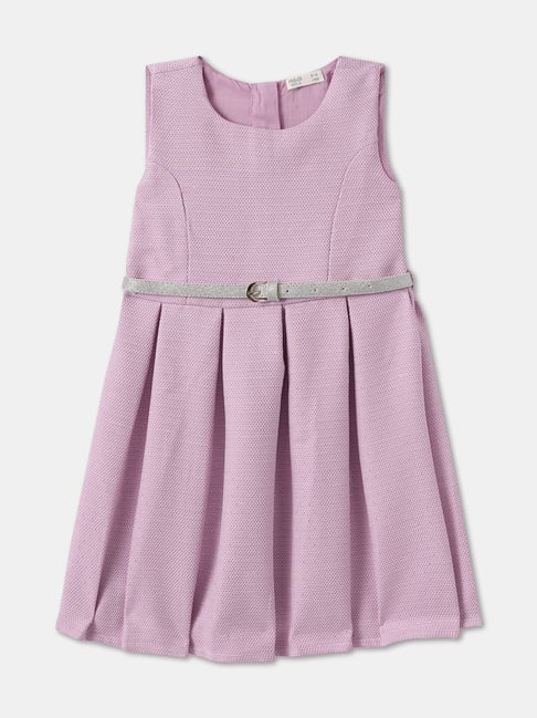R&B Kids Light Purple Regular Fit Dress with Belt-picture-18