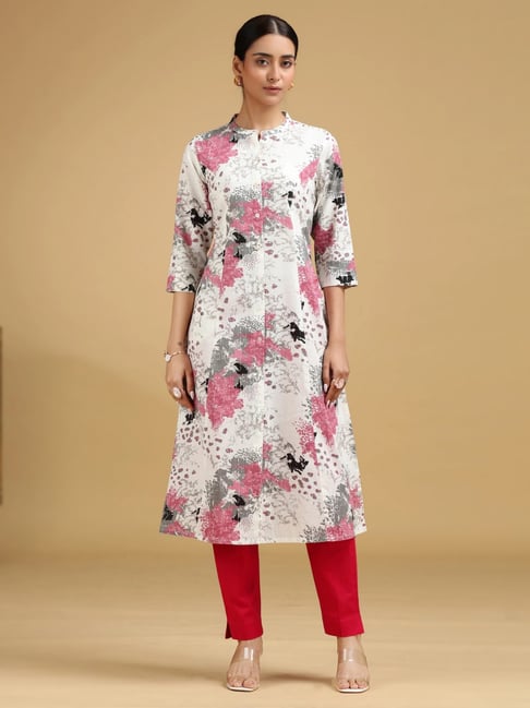 Cotton Culture Off White Cotton Floral Kurta-picture-26