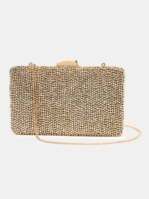 Forever Glam by Pantaloons Gold Embellished Clutch