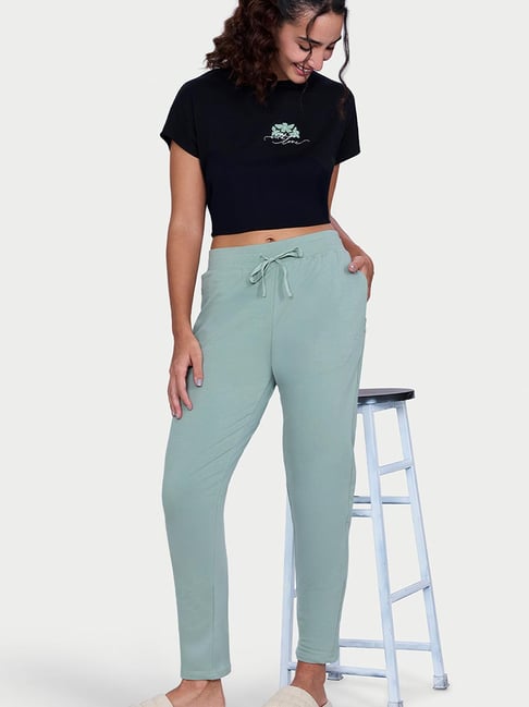 Enamor Green Cotton Slim Fit Trackpants-picture-27