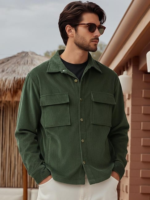 Bewakoof Dark Olive Regular Fit Jacket
