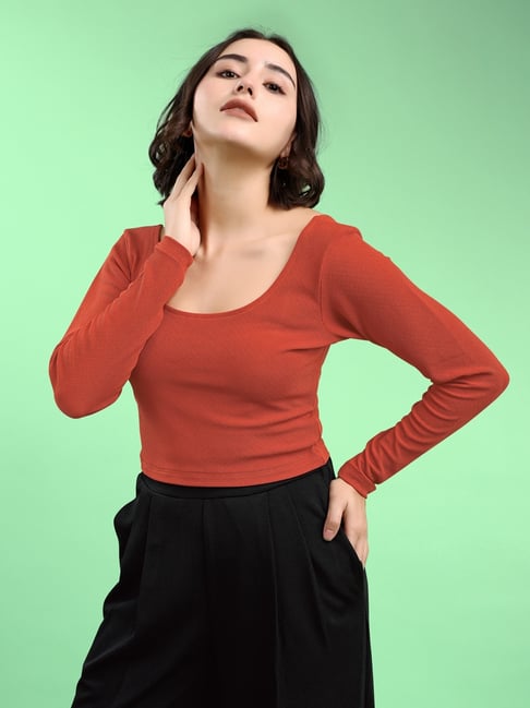 PURVAJA Rust Polyester Top-picture-38