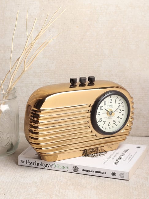 De Maison Decor Gold Aluminium Abstract Radio Reverie Table Clock-picture-43