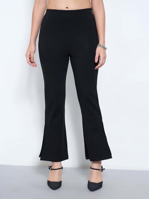 Honey By Pantaloons Black Flared Fit Embellished Trousers-picture-28