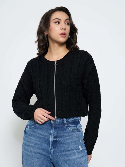 Sf Jeans By Pantaloons Jet Black Relaxed Fit Sweater-picture-40