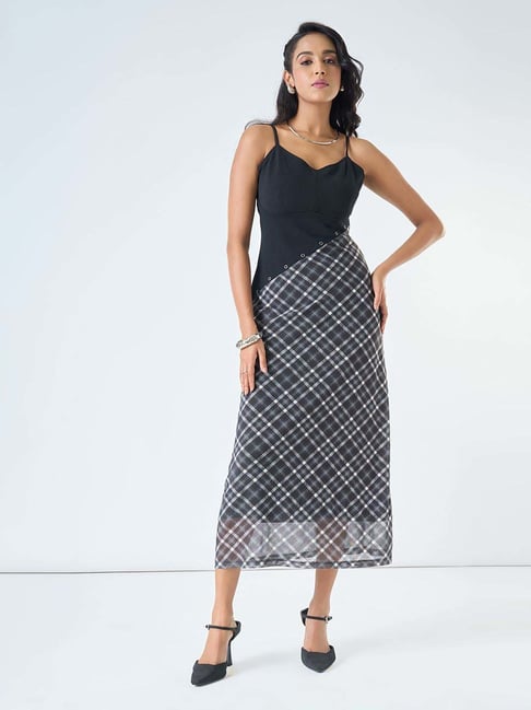 Honey By Pantaloons Black Slim Fit Checks Dress-picture-24