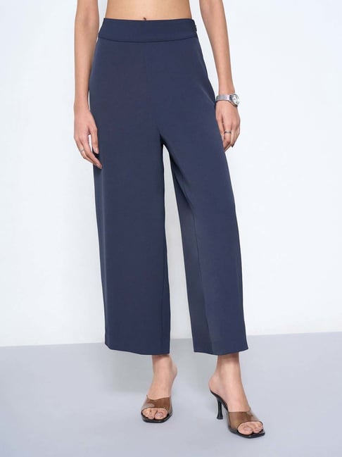 Annabelle By Pantaloons Navy Flared Fit Trousers