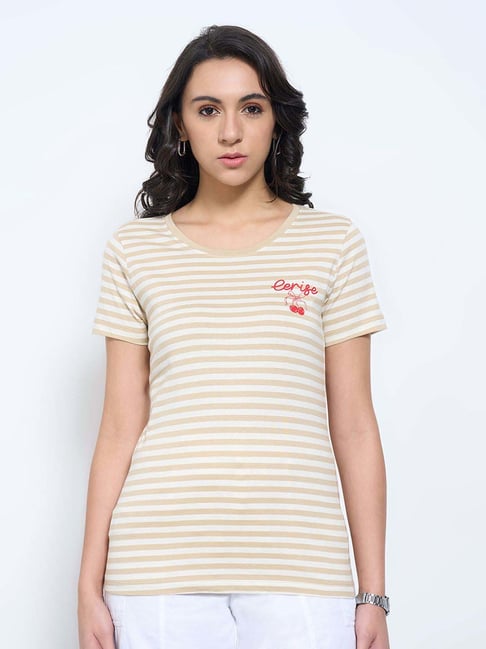 Honey By Pantaloons Irish Cream Regular Fit Striped T-Shirt-picture-39