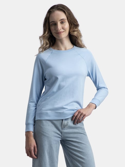 Jockey AW67 Women's Super Combed Cotton Rich French Terry Fabric Solid Sweatshirt with Raglan Sleeve Styling