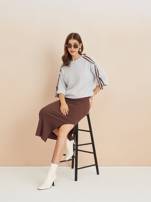 Latin Quarters Light Grey Regular Fit Nylon Sweatshirt