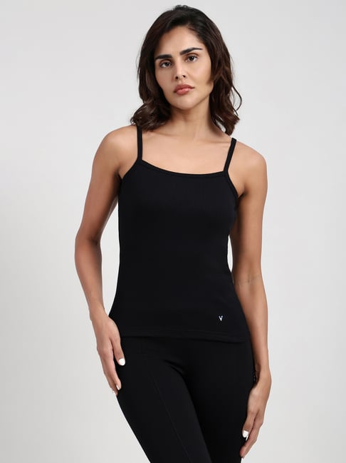 Van Heusen Black Cotton Viscose Solid Camisole