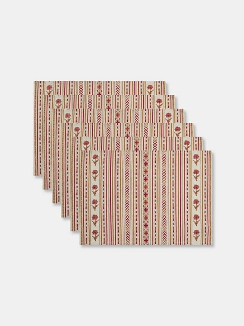 Fabindia Pink Ishita Printed Cotton Mats Set of 6-image-28