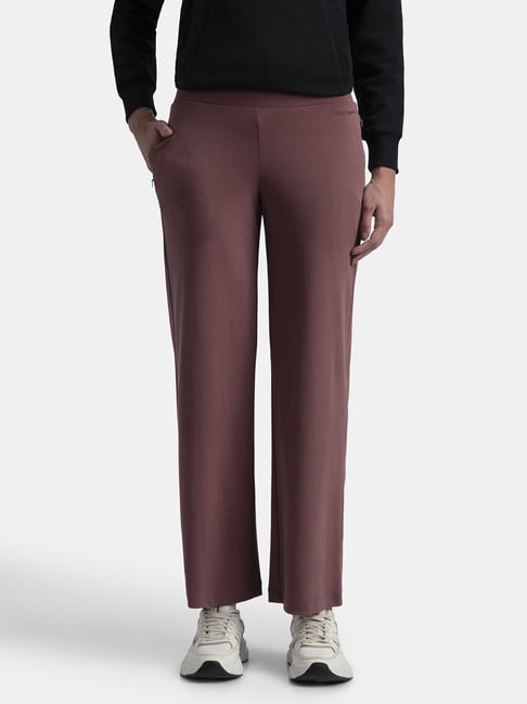 Jockey U102 Women's Super Combed Cotton Rich Relaxed Fit Wide Leg Pants with Zipper Pockets