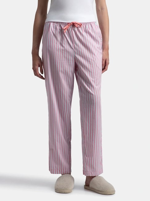 Jockey RX06 Women's Super Combed Cotton Woven Fabric Relaxed Fit Striped Pyjama with Side Pockets