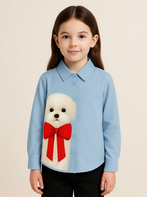 Zip Zap Zoop Girls Blue Cotton Graphic Shirt