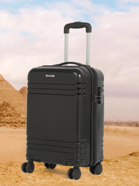 Teakwood Leathers Black Striped Medium Hard Sided Checked Luggage-picture-34