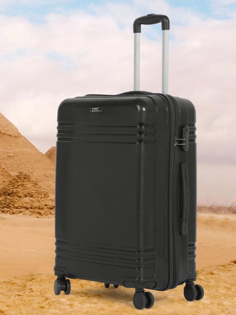 Teakwood Leathers Black Striped Large Hard Sided Checked Luggage-picture-30