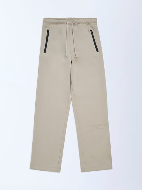 Y&F Kids by Westside Beige Solid Mid-Rise Pants