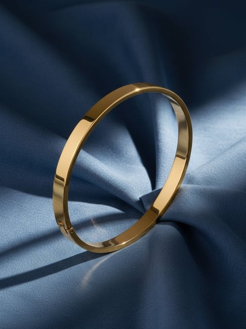 NVR Gold Plated Metal Interlock Kada Bracelet for Men