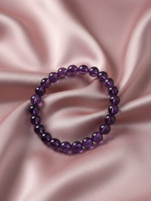 NVR Natural Round Amethyst Semi Precious Gemstone Bracelet