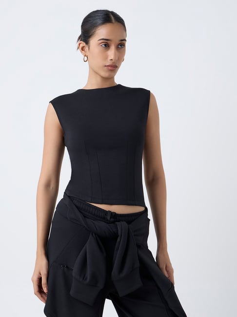 LOV by Westside Black Solid Cotton-Blend T-Shirt-picture-16