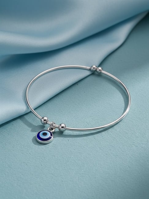 NVR Silver Evil Eye Adjustable Bracelet for Women