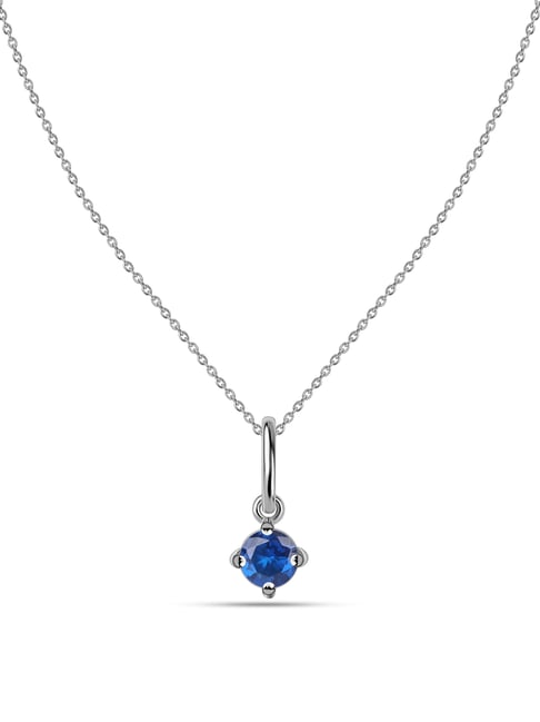 Ornate Jewels 925 Silver 0.20 Carat Natural Blue Fissure Filled Sapphire Necklace