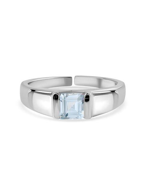 Ornate Jewels 925 Silver 0.65 Carat Natural Aquamarine Solitaire Adjustable Ring