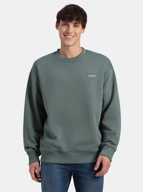 Jockey USA Originals Balsam Green Combed Cotton Graphic Regular Fit Full Sleeves Sweatshirt-image-18