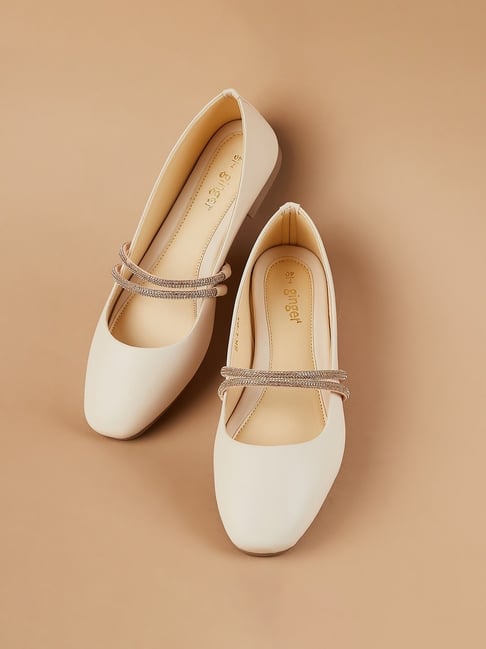 Ginger by Lifestyle Women's Cream Ballerinas-picture-34