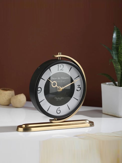 De Maison Decor Gold Aluminium Aleksi Table Clock