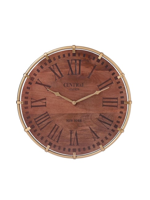 De Maison Decor Gold Wood Timberland Wall Clock