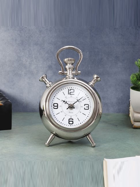 De Maison Decor Silver Aluminium Belvedere Table Clock-picture-24