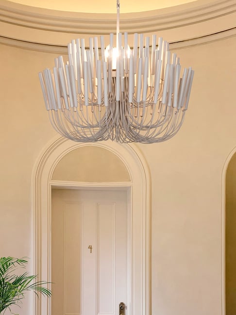 FOS LIGHTING Off White Mild Steel Modern Chandelier